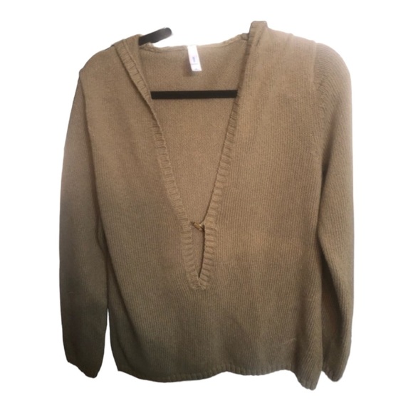 GAP medium olive green Hooded Deep V-neck cotton sweater mid weight NWOT - Picture 1 of 8